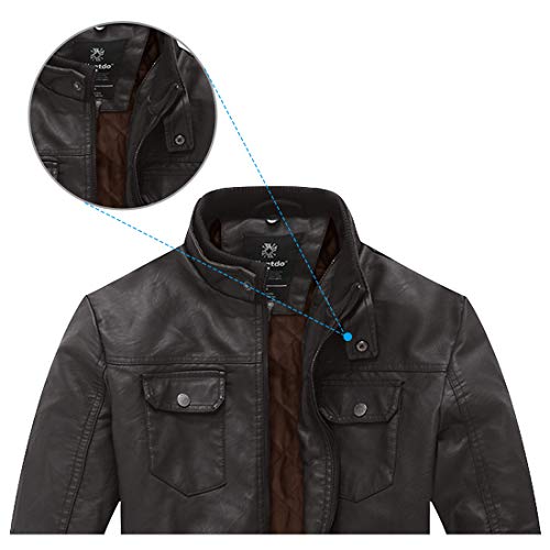Wantdo Chaqueta de Cuero Fina Militar para Hombre Marrón X-Large