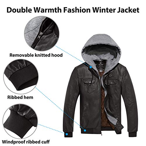 Wantdo Chaqueta de Cuero Fina Militar para Hombre Marrón X-Large