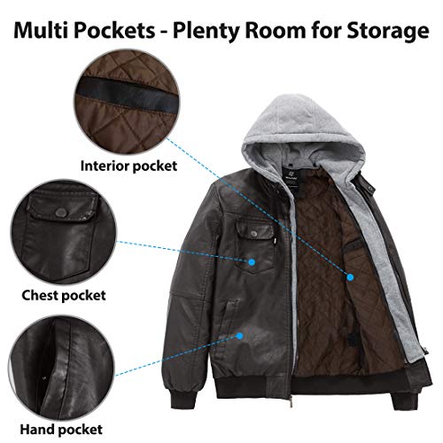 Wantdo Chaqueta de Cuero Fina Militar para Hombre Marrón X-Large