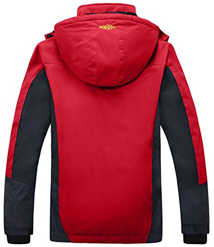 Wantdo Chaqueta de Esquí Deportiva al Aire Libre Parka con Capucha Forro Polar Cálida Chaqueta Impermeable Antiviento Cazadora Nieve Snowboard Invierno para Mujer Rojo Medium