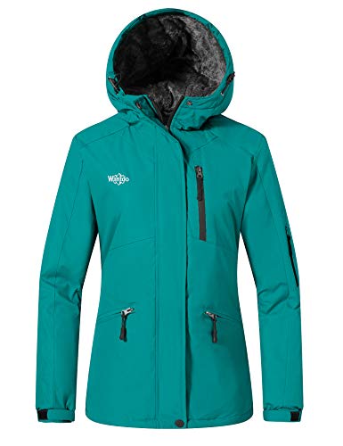 Wantdo Chaqueta de Esquí Deportiva al Aire Libre Parka con Capucha Forro Polar Cálida Chaqueta Impermeable Antiviento Cazadora Nieve Snowboard Invierno para Mujer Azul Saboya Oscuro Large