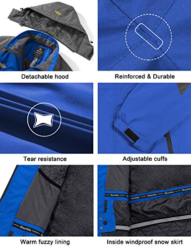 Wantdo Chaqueta de Esquí Montaña Impermeable Chaqueta Cálida Aislada con Vellón Abrigo para Exteriores Snowboard Parka con Capucha de Nieve Invierno para Hombre Gris Oscuro Medium