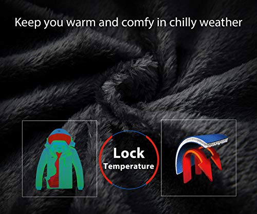 Wantdo Chaqueta de Esquí Montaña Impermeable Chaqueta Cálida Aislada con Vellón Abrigo para Exteriores Snowboard Parka con Capucha de Nieve Invierno para Hombre Negro Large