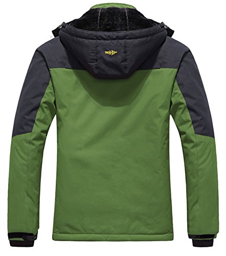 Wantdo Chaqueta de Esquí Montaña Impermeable Parka con Capucha de Nieve Invierno Abrigo para Exteriores Snowboard Chaqueta Cálida Aislada con Vellón para Hombre Gris Oscuro X-Large