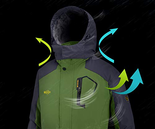 Wantdo Chaqueta de Esquí Montaña Impermeable Parka con Capucha de Nieve Invierno Abrigo para Exteriores Snowboard Chaqueta Cálida Aislada con Vellón para Hombre Gris Oscuro X-Large