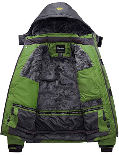 Wantdo Chaqueta de Esquí Montaña Impermeable Parka con Capucha de Nieve Invierno Abrigo para Exteriores Snowboard Chaqueta Cálida Aislada con Vellón para Hombre Gris Oscuro X-Large