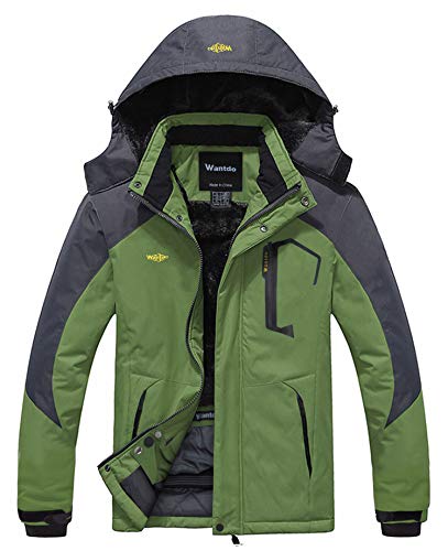 Wantdo Chaqueta de Esquí Montaña Impermeable Parka con Capucha de Nieve Invierno Abrigo para Exteriores Snowboard Chaqueta Cálida Aislada con Vellón para Hombre Gris Oscuro X-Large