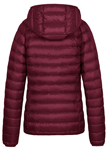 Wantdo Plumiferos Caliente Capucha Otoño Chaqueta de Pluma Corta Invierno Chaqueta de Plumón Ajustada de Moda Chaqueta de Pluma de Montaña Antiviento Mujer Rojo Vino Large