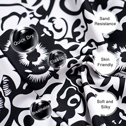 Wantdo Traje de Baño Tankini Playa 1 Pieza Estampado Floral Falda para Mujer Negro 44