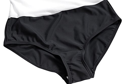 Wantdo Traje de Baño Tankini Playa 1 Pieza Estampado Floral Falda para Mujer Negro 44