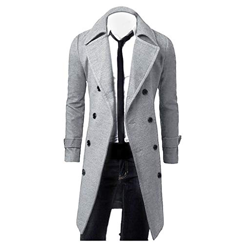 waotier Abrigo Lana Hombre Cazadoras Hombre Invierno Hombres Slim Elegante Moda Hombre 2019 Gabardina Chaqueta Larga Cruzada Parka Cortavientos