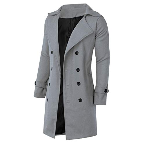 waotier Abrigo Lana Hombre Cazadoras Hombre Invierno Hombres Slim Elegante Moda Hombre 2019 Gabardina Chaqueta Larga Cruzada Parka Cortavientos