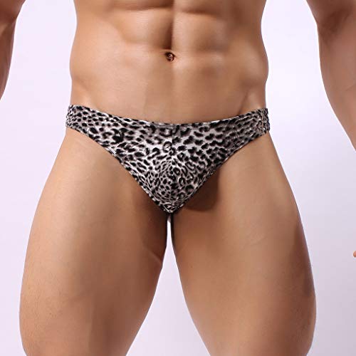 waotier Calzoncillos BóXer Hombre De Verano Nueva Atractiva De Alto Perfil Y Cintura Baja Ropa Interior con Estampado De Leopardo Pijamas Slips PantalóN De áNgulo Bragas(L,Negro)