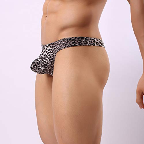waotier Calzoncillos BóXer Hombre De Verano Nueva Atractiva De Alto Perfil Y Cintura Baja Ropa Interior con Estampado De Leopardo Pijamas Slips PantalóN De áNgulo Bragas(L,Negro)