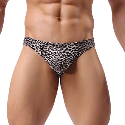 waotier Calzoncillos BóXer Hombre De Verano Nueva Atractiva De Alto Perfil Y Cintura Baja Ropa Interior con Estampado De Leopardo Pijamas Slips PantalóN De áNgulo Bragas(L,Negro)