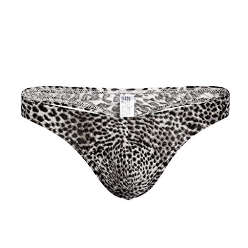 waotier Calzoncillos BóXer Hombre De Verano Nueva Atractiva De Alto Perfil Y Cintura Baja Ropa Interior con Estampado De Leopardo Pijamas Slips PantalóN De áNgulo Bragas(L,Negro)