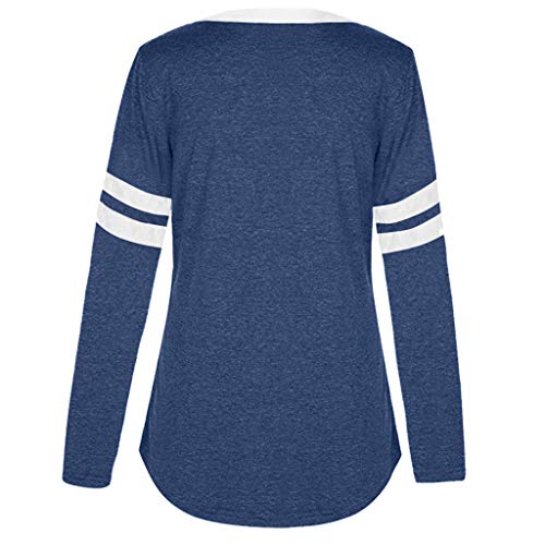 WARMWORD Camiseta Casual para Mujer Blusa Holgada Color sólido Raya Jumper de Manga Larga Tops Ropa con Cuello en O Sudadera de otoño e Invierno Jersey de poliéster Colores múltiples