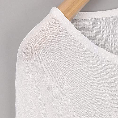 WARMWORD Camiseta Larga Mujer Manga Talla Extra Suelto Algodón Lino Color sólido Tops Blusa Sexy Manga Larga Camisa Suelta Tops Mujer Fiesta Elegante Camisetas Manga Larga Mujer Originales