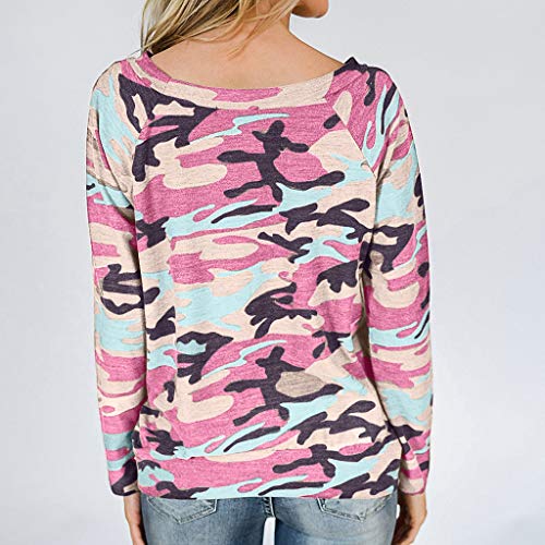 WARMWORD Camiseta Mujer Moda Manga Larga Casual Camuflaje Impresión Camiseta Sudaderas Invierno Jersey Tumblr Mujer Otoño Primavera Blusa Tops Suéter Mujer Abrigo Deportiva