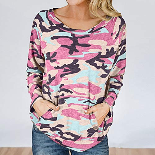 WARMWORD Camiseta Mujer Moda Manga Larga Casual Camuflaje Impresión Camiseta Sudaderas Invierno Jersey Tumblr Mujer Otoño Primavera Blusa Tops Suéter Mujer Abrigo Deportiva