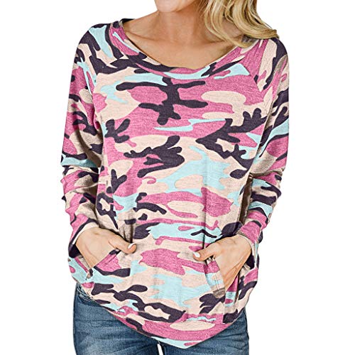 WARMWORD Camiseta Mujer Moda Manga Larga Casual Camuflaje Impresión Camiseta Sudaderas Invierno Jersey Tumblr Mujer Otoño Primavera Blusa Tops Suéter Mujer Abrigo Deportiva