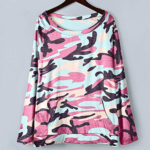 WARMWORD Camiseta Mujer Moda Manga Larga Casual Camuflaje Impresión Camiseta Sudaderas Invierno Jersey Tumblr Mujer Otoño Primavera Blusa Tops Suéter Mujer Abrigo Deportiva