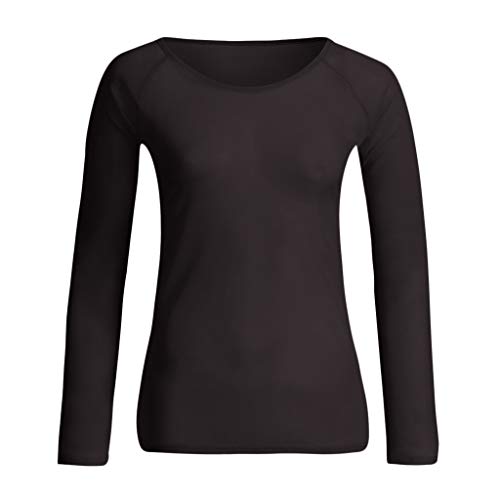 WARMWORD Mujer Tops Camisetas Dama Transparente Manga Larga Brazo Moldeador sin Costuras Blusa De Camisa De Malla Sexy Mujer Ropa Camisa de Mujer de Moda Blusas para Damas Otoño