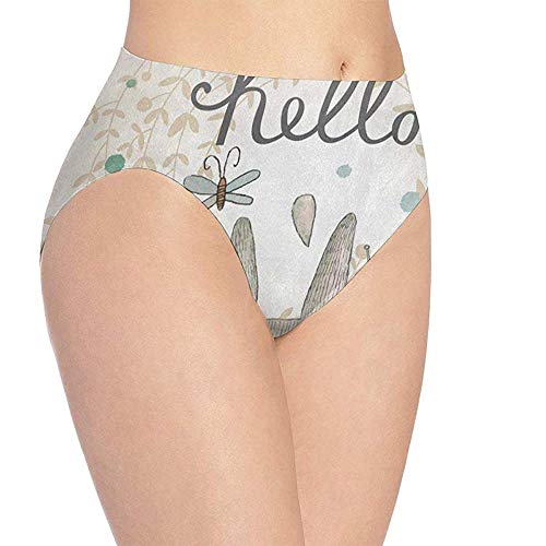 Web--ster Bragas de Bikini de Estiramiento sin Costuras para Mujer Hello Bee Butterfly Rabbit Flower Ropa Interior Cobertura Bragas