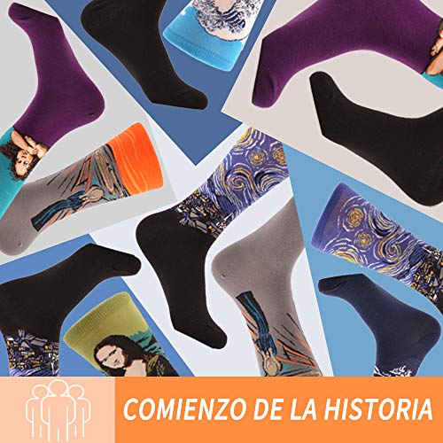 WeciBor Calcetines Estampados de las Mujeres, Mujeres Ocasionales Calcetines Divertidos Impresos de Algodón de Pintura Famosa de Arte Calcetines, Calcetines de Colores de moda (ES0049-01)