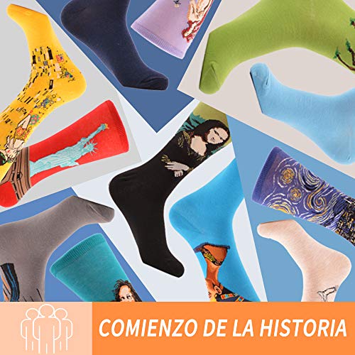 WeciBor Calcetines Estampados de las Mujeres, Mujeres Ocasionales Calcetines Divertidos Impresos de Algodón de Pintura Famosa de Arte Calcetines, Calcetines de Colores de moda (ES062-74)