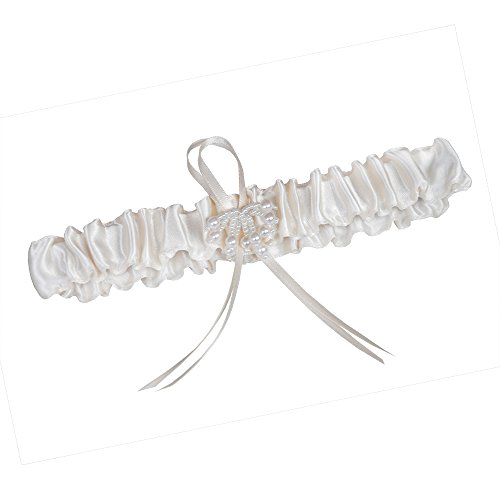 weddix Liga Perla en Chamois para la novia – Elegante liguero con pequeño lazo y manojos de perlas como accesorio romántico para boda