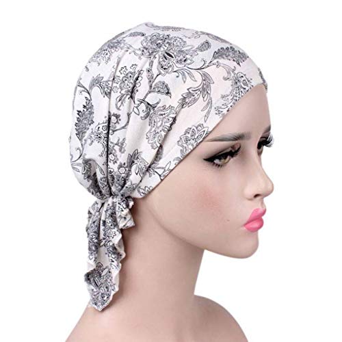 weilifang Chemo del Sombrero impresión Pañuelo de algodón de Las Mujeres Musulmanes impresión de Las Mujeres del Sombrero Atado Pérdida Turbante Estiramiento Cabello Atado Baotou Headwear
