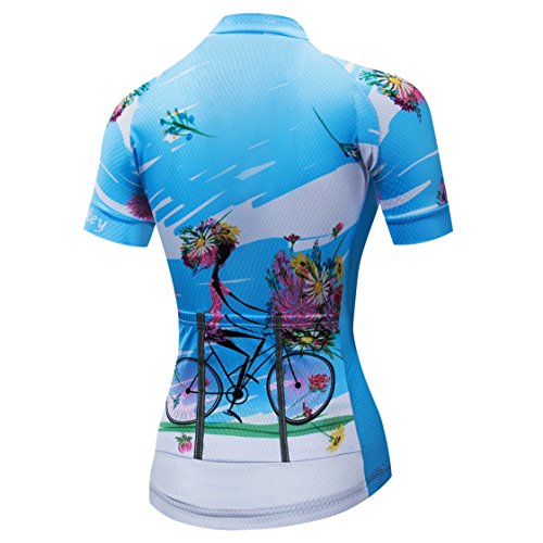 weimostar Maillot de ciclismo de las Mujeres de la Bicicleta de Montaña Jersey Camisetas de manga Corta de la Carretera de la Bicicleta, Mujer, 18 (Reino Unido), M