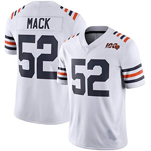Weiyue Camiseta para hombre de la NFL American Football Fan Jerseys Khalil Mack 52# Training Rugby Jersey Camiseta de manga corta de secado rápido Camisas para adultos (talla: grande, color: blanco)