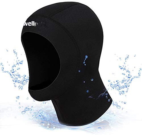 WELLPATH Capucha de Buceo, Traje de Neopreno de 3 mm Capucha de Buceo Gorra de Buceo Duradera y Estirable para Snorkel, Kayak, Vela, piragüismo, Deportes acuáticos