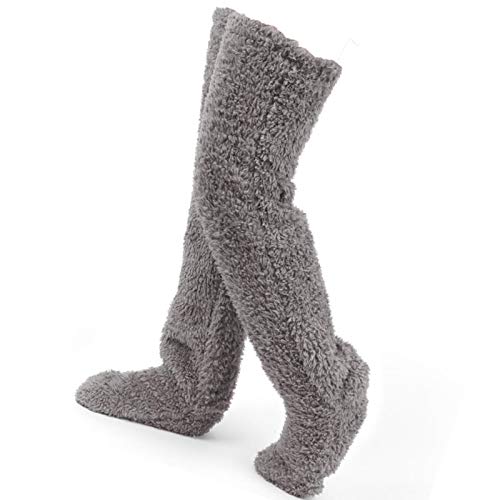 Wenhe Calcetines cálidos para otoño e invierno por encima de la rodilla, forro polar de doble cara, calcetines de lana cálidos, medias graduadas.