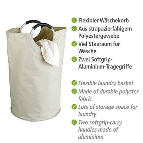 Wenko Pongotodo Saco para La Ropa Sucia 69 L, Poliéster, Blanco, 38x38x72 cm