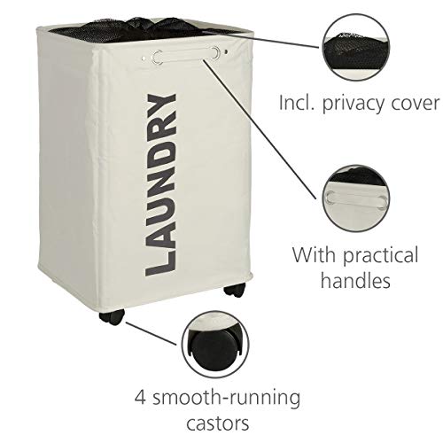 Wenko Quadro Pongotodo Saco para La Ropa Sucia 79 L, Poliéster, Beige, 33x40x60 cm