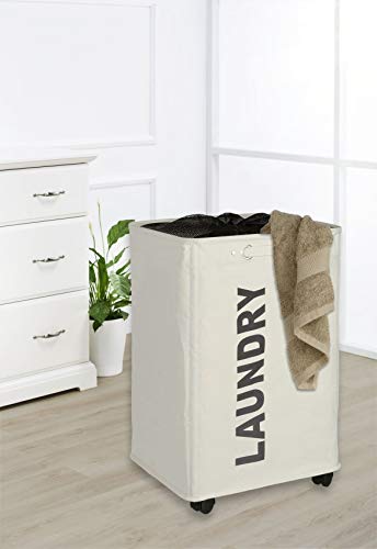 Wenko Quadro Pongotodo Saco para La Ropa Sucia 79 L, Poliéster, Beige, 33x40x60 cm