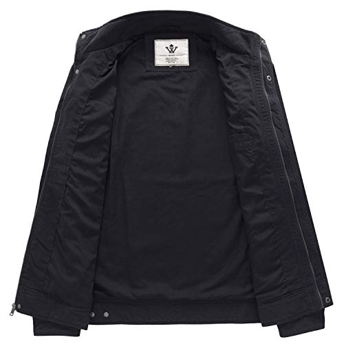 WenVen Chaqueta Clásica al Aire Libre Chaqueta de Algodón Casual Rompevientos Cremallera Delgada Chaqueta Tres Cuartos Multibolsillos Hombre Gris Medium
