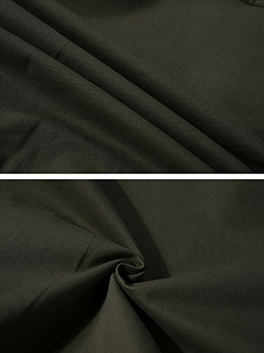 WenVen Chaqueta de Algodón Otoño Casual Rompevientos Cremallera Delgada Chaqueta Fina Joven Sahariana Chaqueta de Aviador Invierno Hombre Verde Militar Large