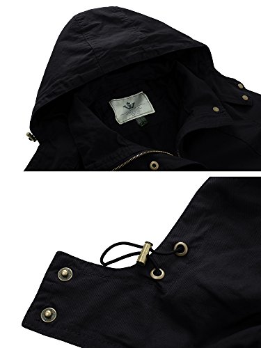 WenVen Chaqueta de Aviador Invierno Rompevientos Cintura Delgada Cremallera Chaqueta de Algodón Casual Chaqueta Militar Otoño Mujer Negro Medium