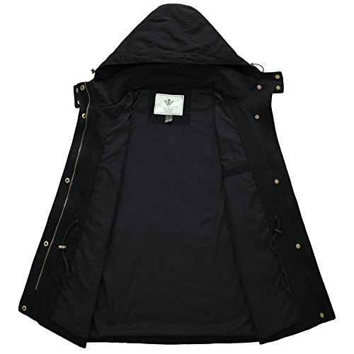 WenVen Chaqueta de Aviador Invierno Rompevientos Cintura Delgada Cremallera Chaqueta de Algodón Casual Chaqueta Militar Otoño Mujer Negro Medium