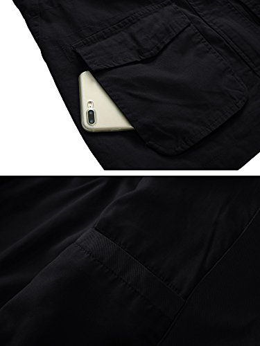 WenVen Chaqueta de Aviador Invierno Rompevientos Cintura Delgada Cremallera Chaqueta de Algodón Casual Chaqueta Militar Otoño Mujer Negro Medium