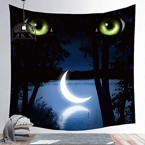 WERT Luna Estrellas Tapiz Mandala Bohemio Colgante de Pared Tapiz Negro Yoga Bufanda Alfombra decoración de Pared Alfombra de Playa A7 200x180cm