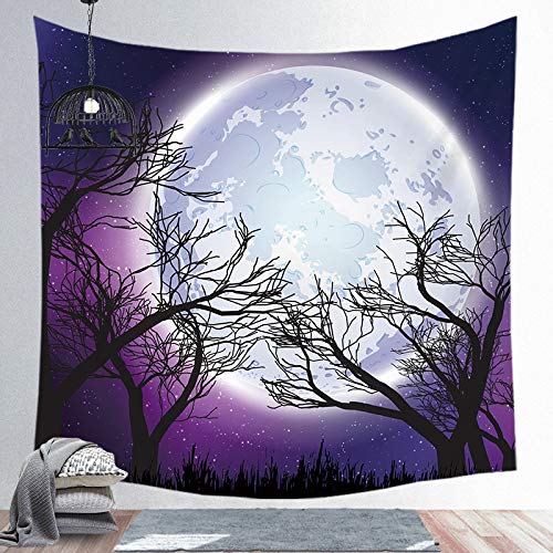 WERT Luna Estrellas Tapiz Mandala Bohemio Colgante de Pared Tapiz Negro Yoga Bufanda Alfombra decoración de Pared Alfombra de Playa A7 200x180cm