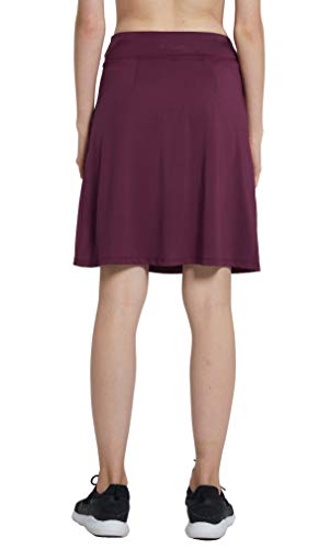 Westkun Mujer Falda Corta hasta la Rodilla de Golf Corriendo Tenis Skort Casual Pantalón Ropa Padel Corta de Modesta Deportivas(Borgoña,M)