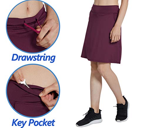 Westkun Mujer Falda Corta hasta la Rodilla de Golf Corriendo Tenis Skort Casual Pantalón Ropa Padel Corta de Modesta Deportivas(Borgoña,M)