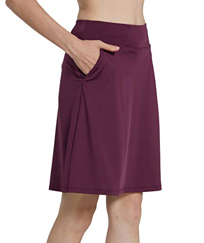 Westkun Mujer Falda Corta hasta la Rodilla de Golf Corriendo Tenis Skort Casual Pantalón Ropa Padel Corta de Modesta Deportivas(Borgoña,M)