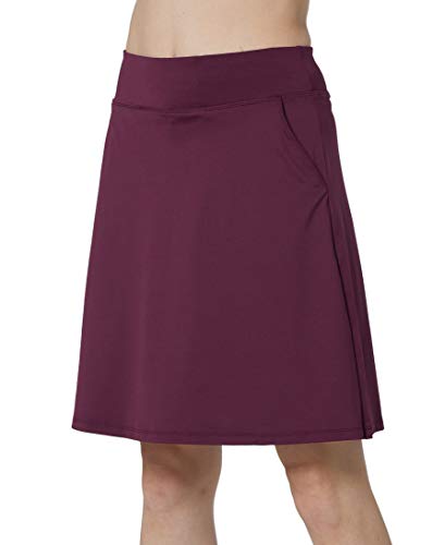 Westkun Mujer Falda Corta hasta la Rodilla de Golf Corriendo Tenis Skort Casual Pantalón Ropa Padel Corta de Modesta Deportivas(Borgoña,M)